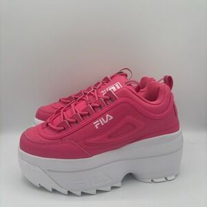 FILA Disruptor II 2 Wedge Shoes Womens Size 7 Hot Pink Platform Chunky Retro